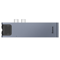USB Hub Baseus Thunderbolt C Pro Dual Type-C to USB3.0*2+HDMI+RJ45+Type-C PD+ microSD+ SD(CAHUB-L0G) USB Hub Baseus Thunderbolt C Pro Seven-in-one Dual Type-C to USB3.0*2 + HDMI + RJ45 Ethernet + Type-C PD + microSD + SD card C���� (CAHUB-L0G) 